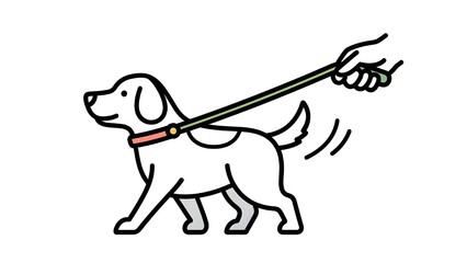 Clean dog walking leash vector icon with friendly modern flat style.