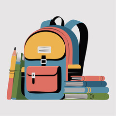 Silhouette of school backpack and books for back-to-school season