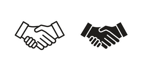 Obraz premium Handshake icons for apps and print media. Editable stroke and flat icons
