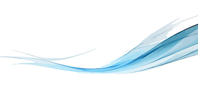 Onda astratta blu e turchese fluida e dinamica su sfondo bianco, elemento grafico elegante e moderno.