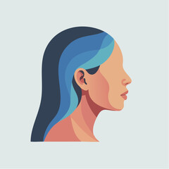 Flat icon of abstract woman profile with soft lines