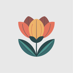 Minimal vector icon of blooming flower with soft curves
