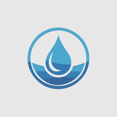 Simple icon of water droplet inside circular frame.