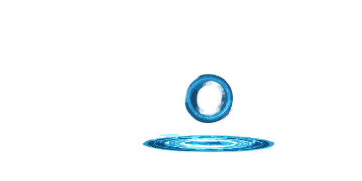 Goccia d'acqua blu che impatta creando cerchi concentrici su sfondo trasparente, animazione.