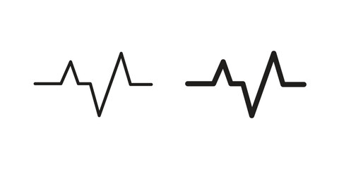 Pulse icons for apps and print media. Editable stroke and flat icons