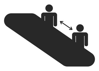 エスカレーターに乗る人々のピクトグラム　距離感　黒