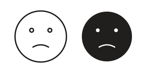 Fototapeta premium Sad icons for apps and print media. Editable stroke and flat icons