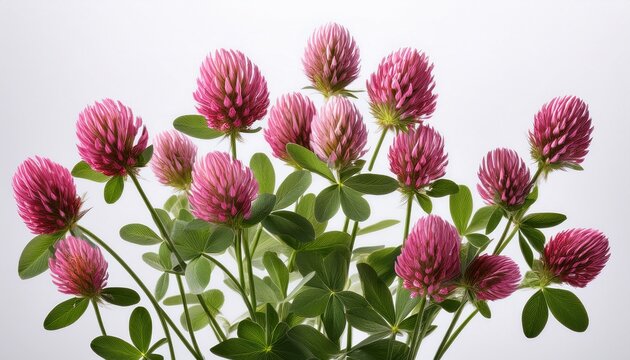 Rotklee Trifolium Pratense Stehend Vor Weissem Hintergrund