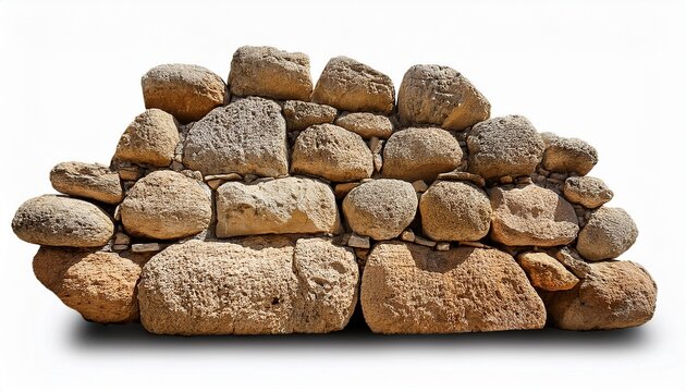 Old Wall Of Stone Shell Rock Of Arbitrary Shape Isolated Image