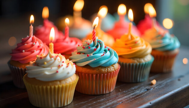 cup cake, geburtstag, kuchen, kerze, essen, s&uuml;ss, feier, bunt, close-up, macro, foto, studio, card, design, creative, dessert, party, happy, pink, glasur, eisblumen, flame, baked, muffin, isoliert, 3