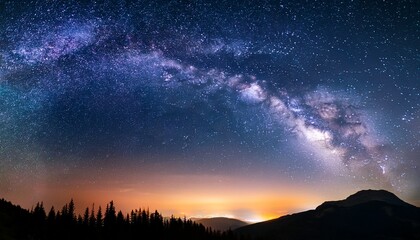 Fototapeta premium Vibrant Milky Way Galaxy With Starry Night Sky Stars