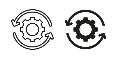 System update icons for apps and print media. Editable stroke and flat icons