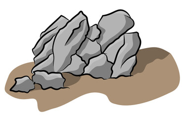 Set of Cartoon Vector Rock Formations and Stone Boulders for Game Design and Landscape Illustration