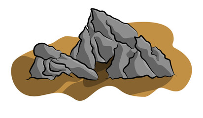Set of Cartoon Vector Rock Formations and Stone Boulders for Game Design and Landscape Illustration