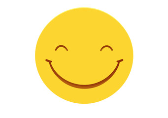 笑顔のアイコン、透明な背景にシンプルな黄色い顔、幸せな感情を表現したイラスト
