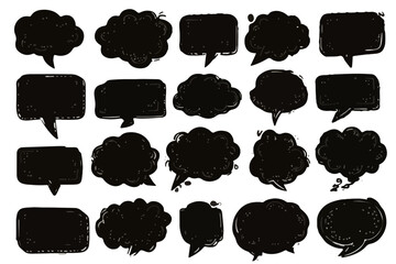 様々な形状の透明な吹き出しアイコンのセット、デザイン要素、コミュニケーションの概念