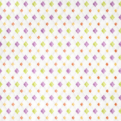 Watercolor-style seamless argyle pattern with pastel diamonds on white paper texture. Soft artistic background for scrapbooking and stationery.