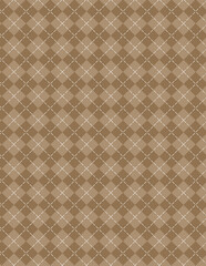 Fototapeta premium Brown argyle diamond pattern with stitched lines. Clean seamless-style geometric background for fashion, fabric and surface design.