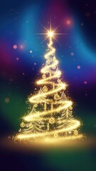 Magical Glowing Christmas Tree with Twinkling Lights and Ornaments.