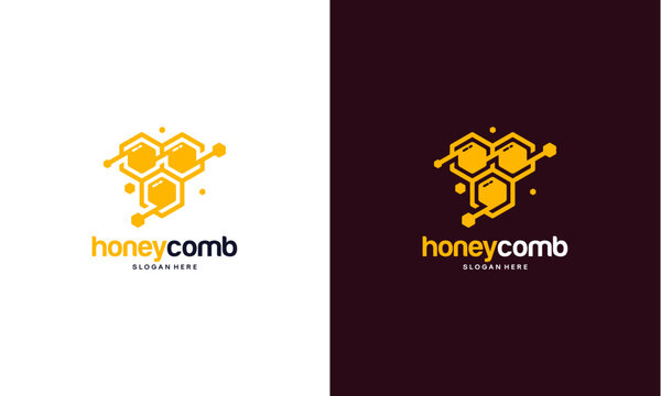 Modern Honeycomb Logo Design Abstract Geometric Shape.