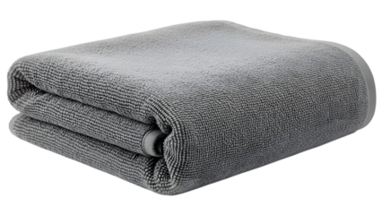 Folded gray towel isolated on transparent background