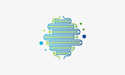 Abstract representation of healthy gut microbiome and digestion.