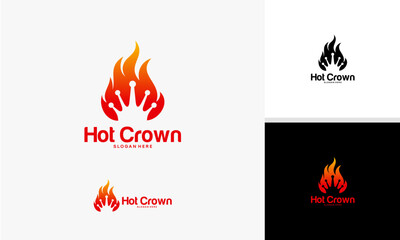 Hot Crown Logo Design with Fiery Flames and Crown Symbol.