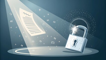 Abstract document symbol converting into secure lock icon