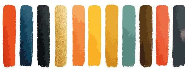 Paleta de colores oto&ntilde;ales con pinceladas verticales texturizadas sobre fondo transparente.