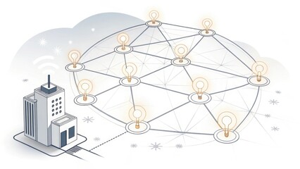 Glowing Node Network Showing Connections and Cyber Security