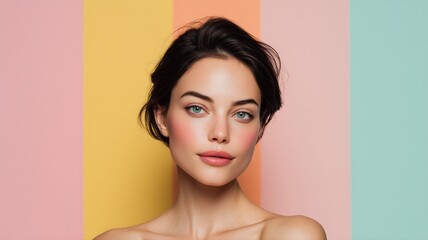 透明感のある女性のポートレート。美容やファッション関連のイメージ素材。