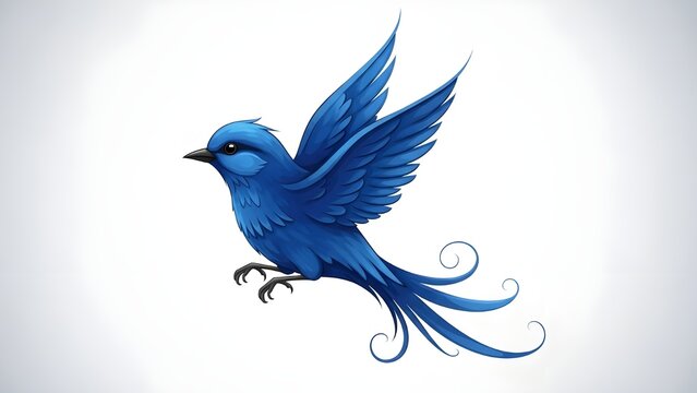 Graceful blue bird vector with flowing feathers and elegant modern style.