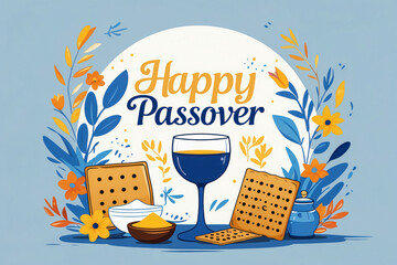 Greeting Card Traditional religion Judaism Jewish Holiday of Passover Pesach in Israel AI Generative