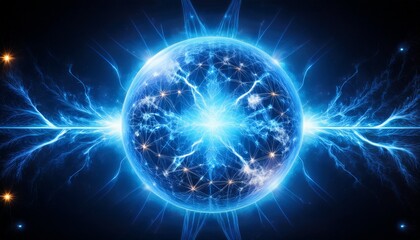 Obraz premium A Bright Blue Energy Orb Is Shown Against A Dark Background