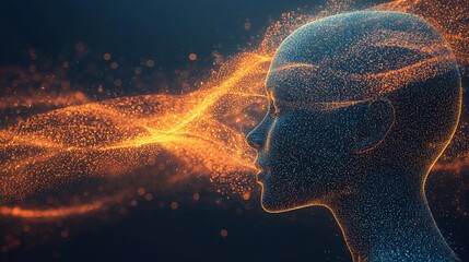 Futuristic biohacking visual of human silhouette with glowing energy and vibrant light patterns