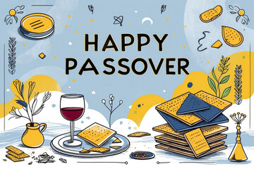 Greeting Card Traditional religion Judaism Jewish Holiday of Passover Pesach in Israel AI Generative