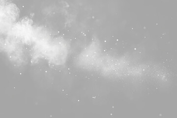 Floating White Dust Particles and Smoke Vapor Overlay, High-quality floating white dust particles and subtle smoke vapor effect, perfect for creating atmospheric depth in designs.