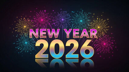 New year 2026 celebration with colorful fireworks display at night