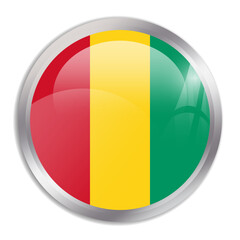Fototapeta premium Guinea flag - glossy circle button in metal frame displays a colorful flag of a country cultural identity and heritage. The essence of national pride and unity.