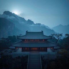 chinese temple in the mountains