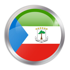 Fototapeta premium Equatorial Guinea flag - glossy circle button in metal frame displays a colorful flag of a country cultural identity and heritage. The essence of national pride and unity.