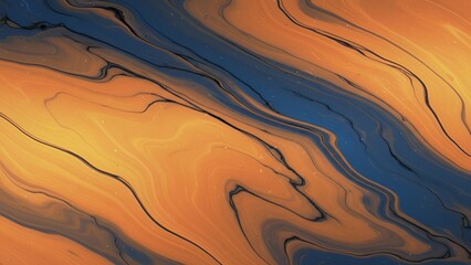 Diagonal Abstract Fluid Flow in Orange, Yellow, and Blue