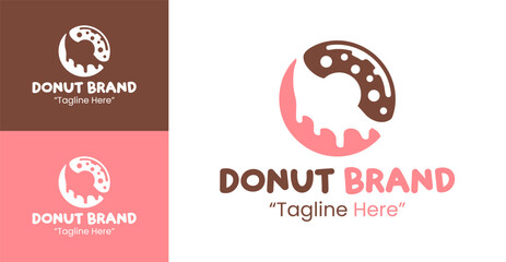Fototapeta premium Donut Brand Logo Cute Sweet Snack Branding