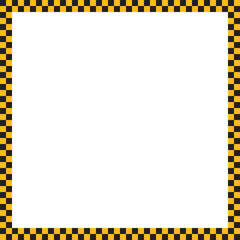 Square frame with black and yellow checkered print. Quadrangular vignette with taxi or police car pattern. Rectangular geometric framework. Vector graphic illistration © Andrii