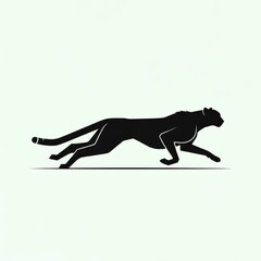 Fototapeta premium Silhouette of a cheetah running at high speed on a light background.