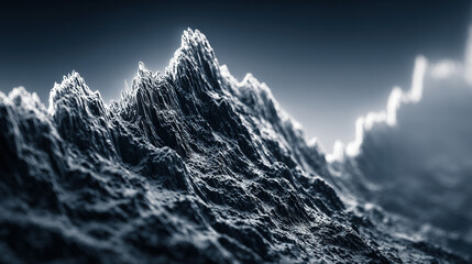 Rugged, snow-covered mountain range under a cloudy sky.