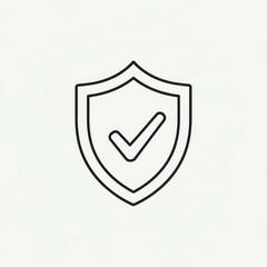 Simple Shield with Check Mark Icon Outline.