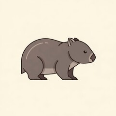 Obraz premium Simple vector illustration of a cute gray wombat character.