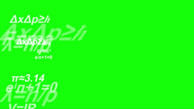 Physics Formulas Animation Green Screen Overlay with Iconic Equations and Symbols