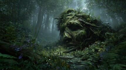 Ancient Moss Covered Forest Giant Fantasy Creature